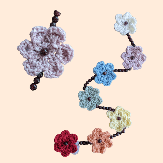 Guirlande de chakras &quot;Fleurs &amp; grenat&quot;